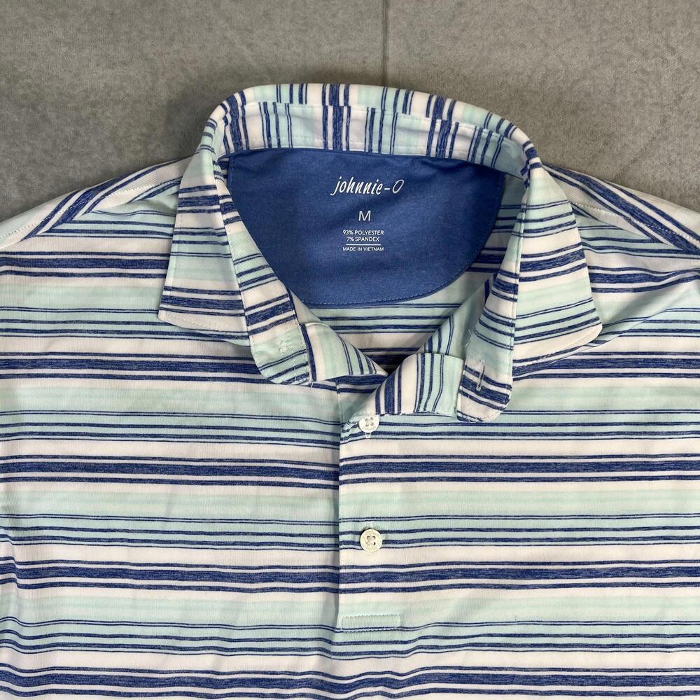 johnnie-O Men’s Striped Polo in Light Blue and Navy